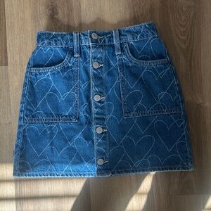 Old Navy Blue Heart Pattern Mini Skirt